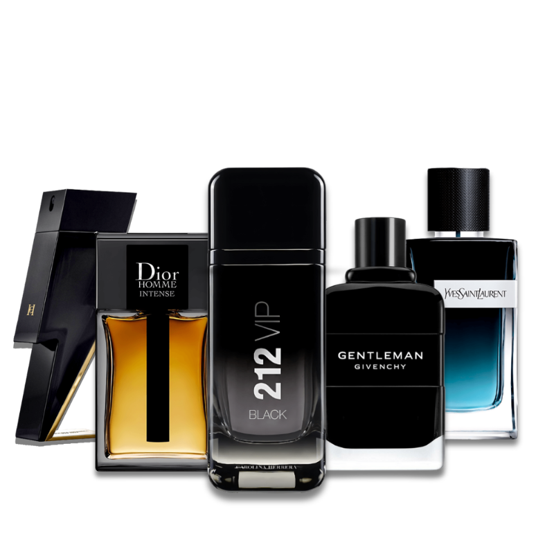 Zestaw 5 perfum: Carolina Herrera BADBOY, Dior HOMME INTENSE, Carolina Herrera 212 VIP, Yve Saint Laurent Y MEN, Givenchy GENTLEMAN 100ml